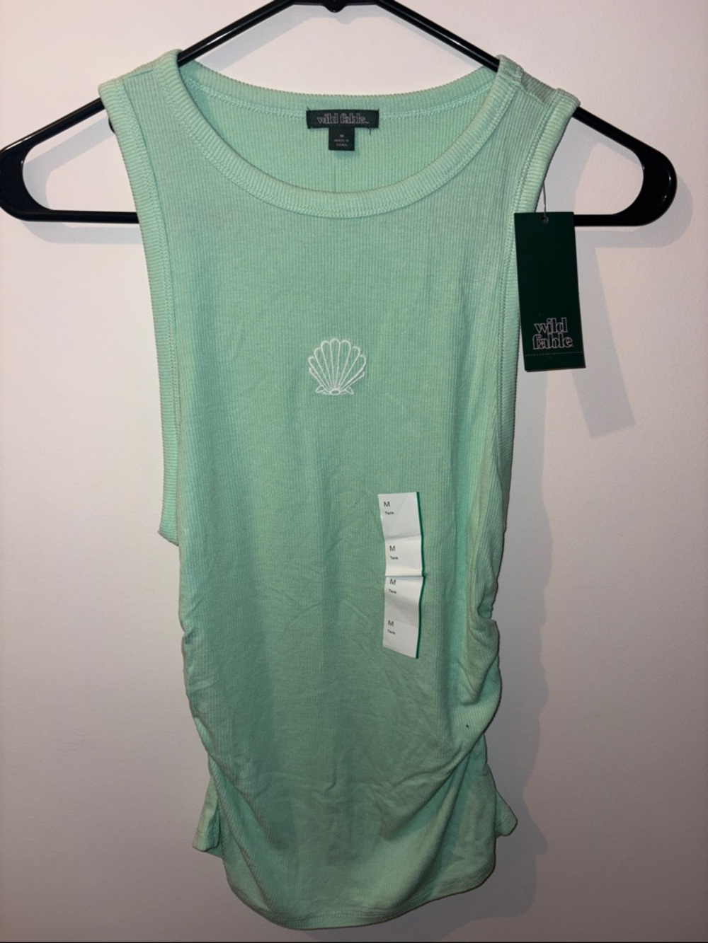‼️2/$10‼️Wild fable Mint Green Ribbed Shell-Embroidered Tank Top